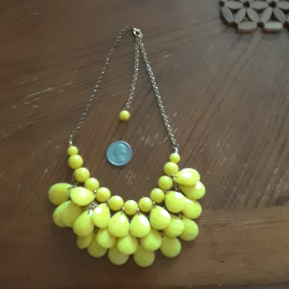 Vintage bright yellow teardrop necklace.